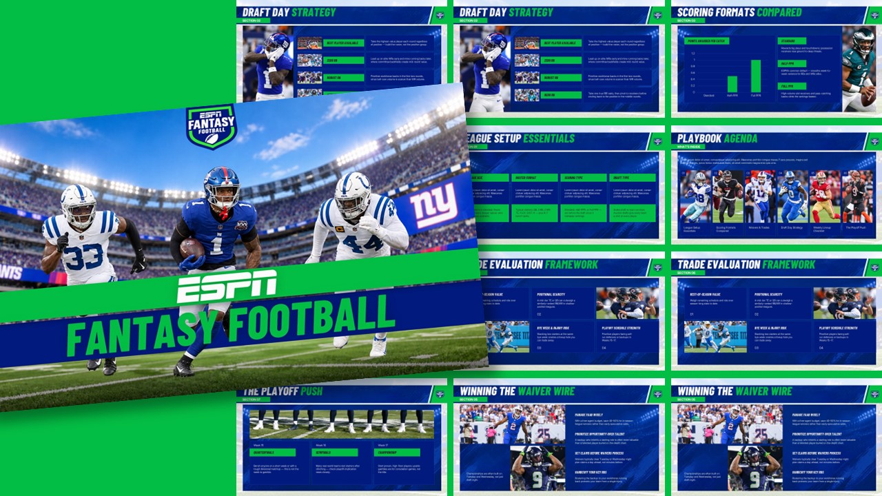 ESPN Fantasy Football Template - cover slide with player action shot