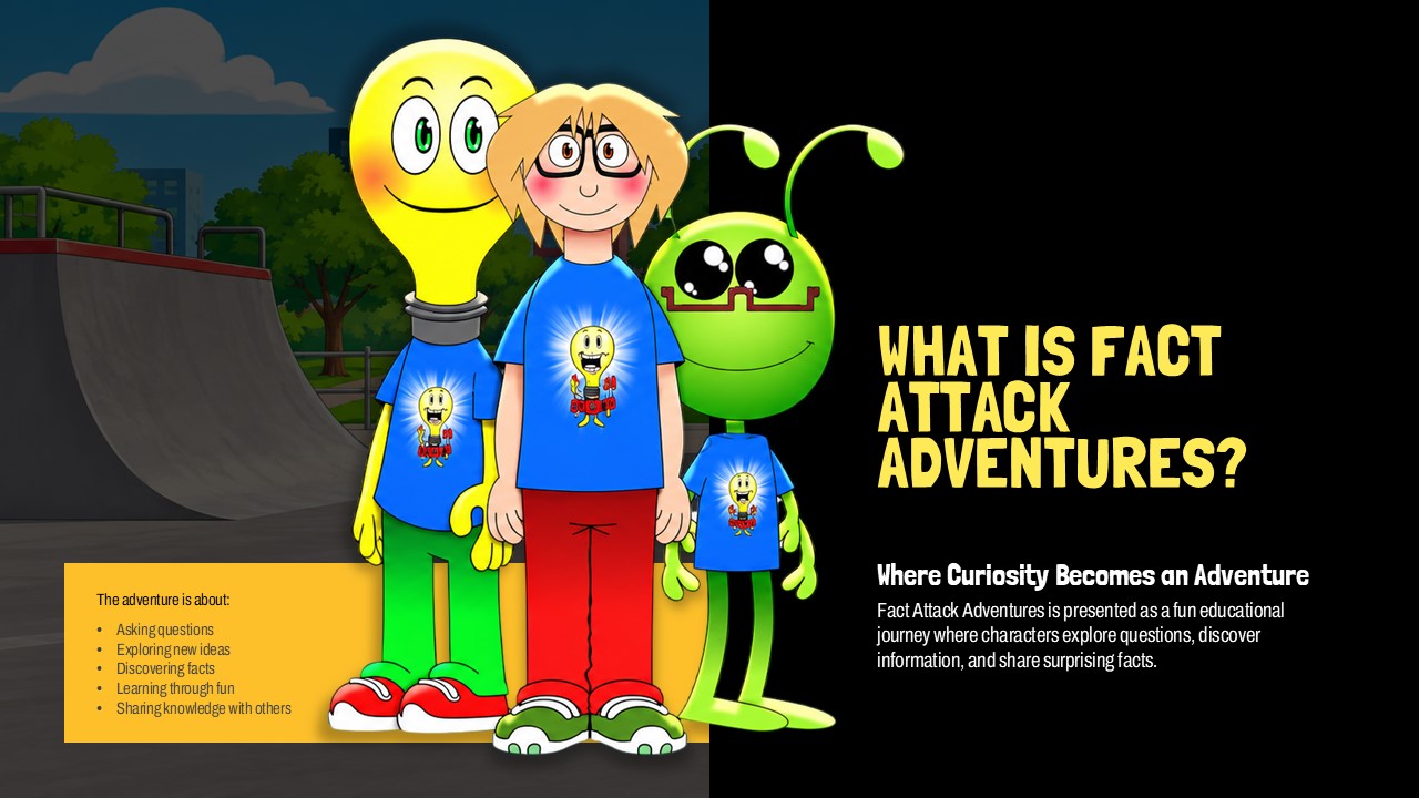 Fact Attack Adventures Template - four-step learning process flow