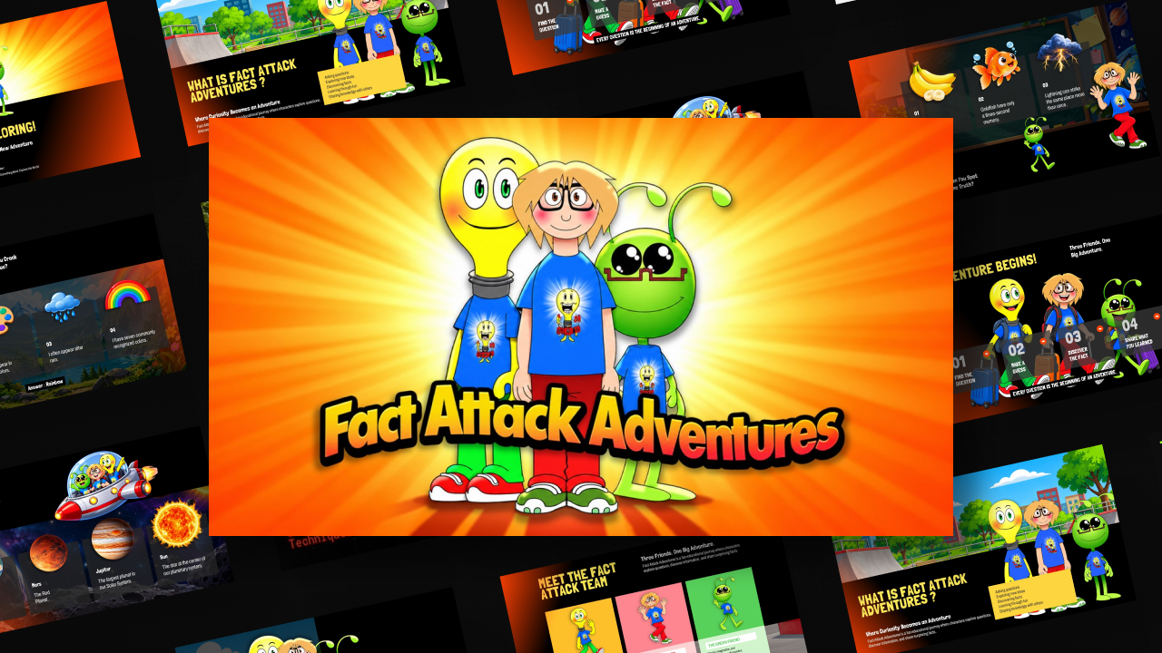 Fact Attack Adventures Template - full deck preview with cartoon characters