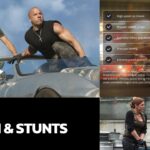 Fast and Furious Template - Action and stunts slide with dual cinematic photos and five-item highlights checklist