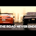 Fast and Furious Template - Cinematic closing slide with two iconic cars, bold heading, and dramatic tagline