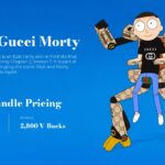 Gucci Morty Meme Template - Mecca Gucci Morty mech suit Fortnite skin pricing slide on blue background