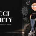 Gucci Morty Meme Template - Cover slide with stylized Morty in Gucci outfit leaning on luxury car