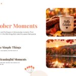 Hello October Favourites Template - Gallery-style slide with three autumn photos and cozy seasonal highlights
