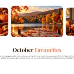 Hello October Inspiration Template - Two-column motivational slide with autumn portrait photos and serif typography