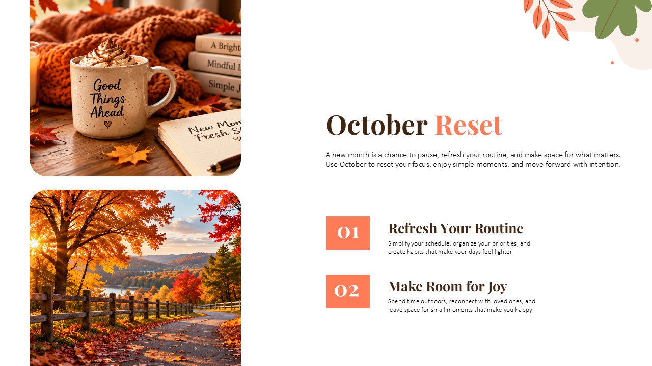 Hello October Thank You Template - Closing slide with bold thanks typography and warm autumn flat lay photo