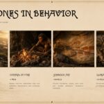 Human Evolution Template - two-panel comparison slide with AI portraits and five data categories for Neanderthals vs. Homo Sapiens