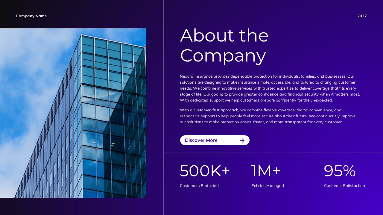Powerpoint Animation Background Insurance Company Profile Template | PowerPoint & Canva Deck