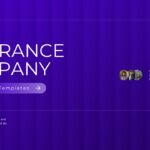 Insurance Company Google Slides Template - split layout with building photo, about us text, and three KPI metrics bar