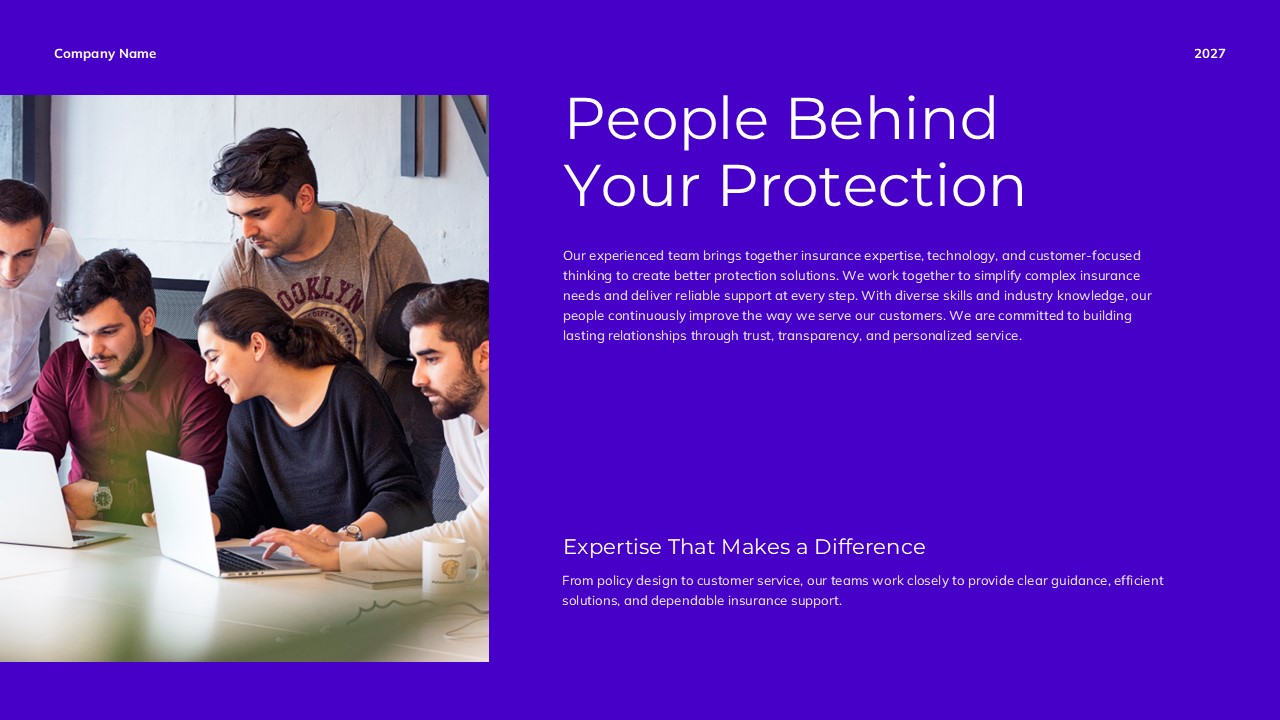 Powerpoint Animation Background Insurance Company Profile Template | PowerPoint & Canva Deck