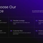 Insurance Company Growth Slide - white slide with purple area line chart for FY19–FY24 and three KPI metric blocks