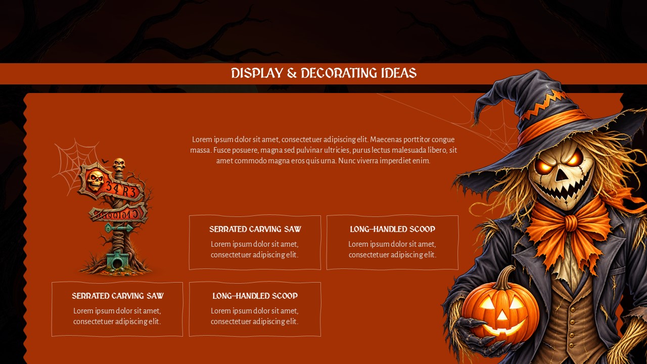 Jack-O-Lanterns Halloween Template - Ideas slide to inspire four pumpkin display strategies