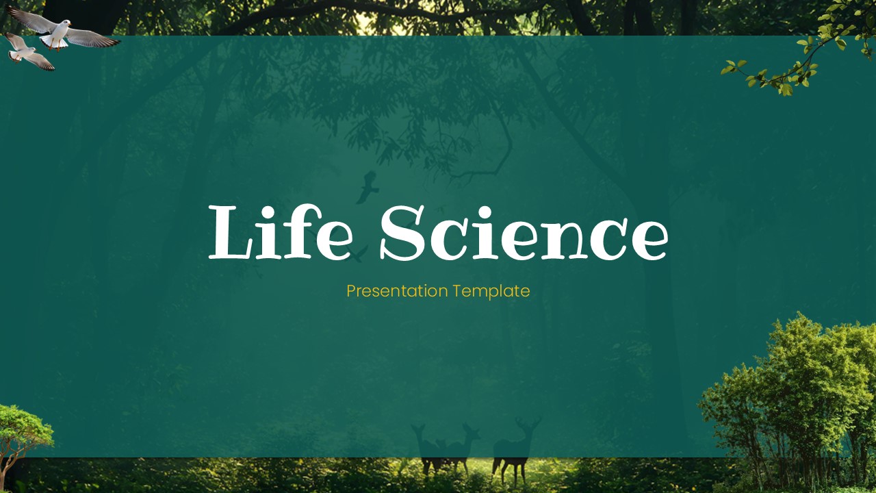 Life Science Template - Introduction slide to define life science and present its key branches to students