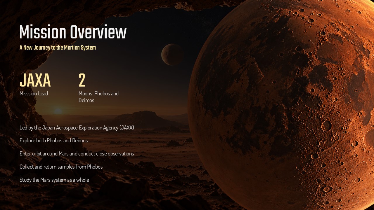Martian Moons Exploration Template - mission overview slide