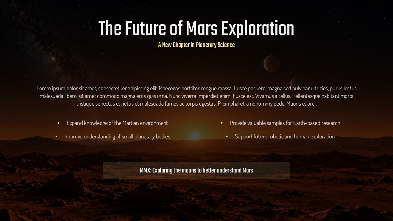 Martian Moons Exploration Template - future of Mars exploration closing