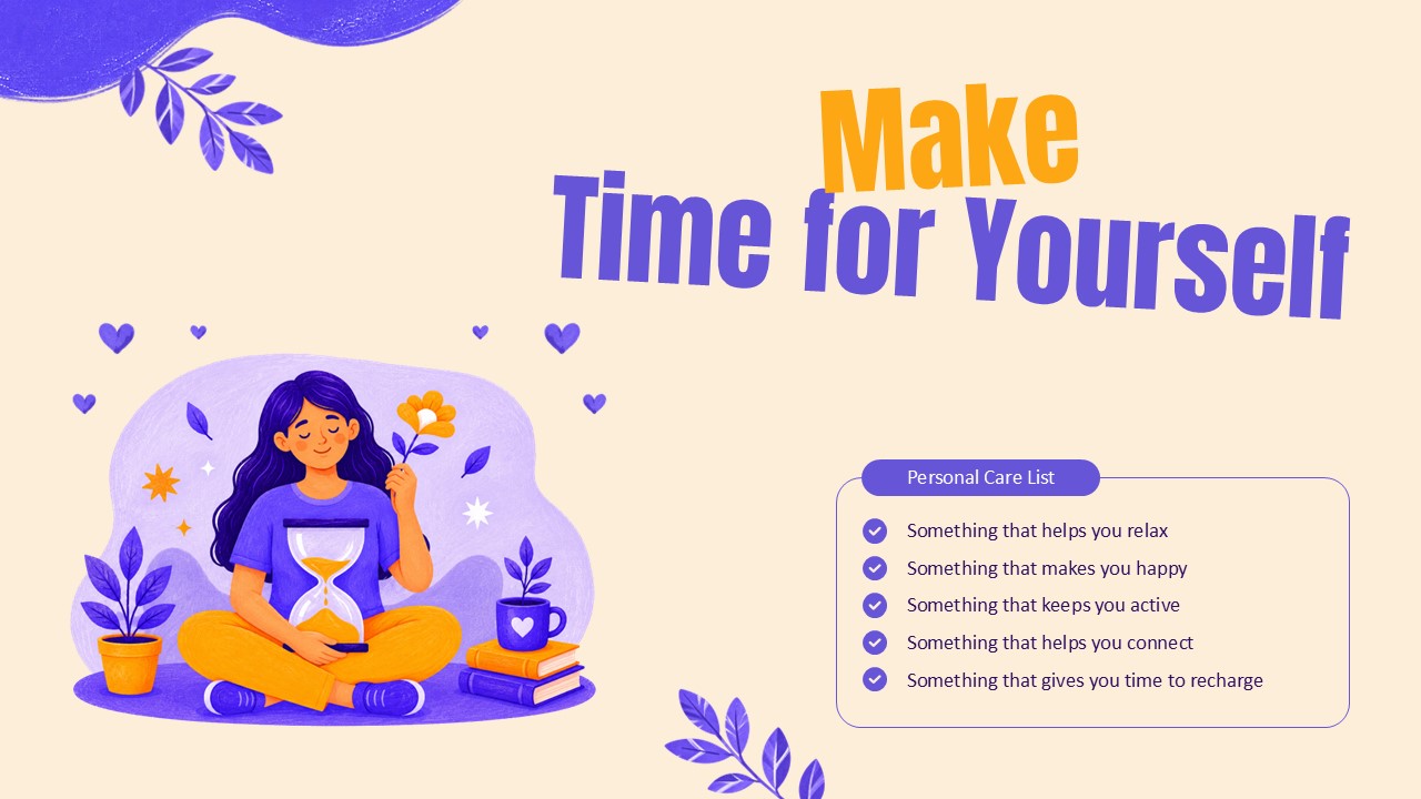 Self Care Template - Make Time for Yourself Personal Care Checklist