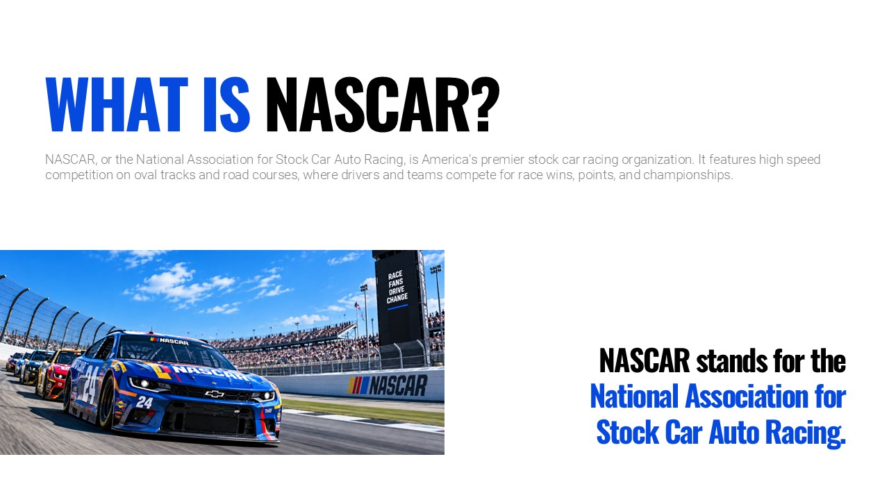 NASCAR Template - brief history timeline from 1947 to 2026