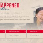 Nepal Flood Scenes From the Ground Template - Five-panel photo gallery grid with red captioned overlays documenting disaster field imagery