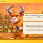 Niu Lai Story Introduction Template - Narrative slide with pull quote and synopsis beside a dynamic bull character