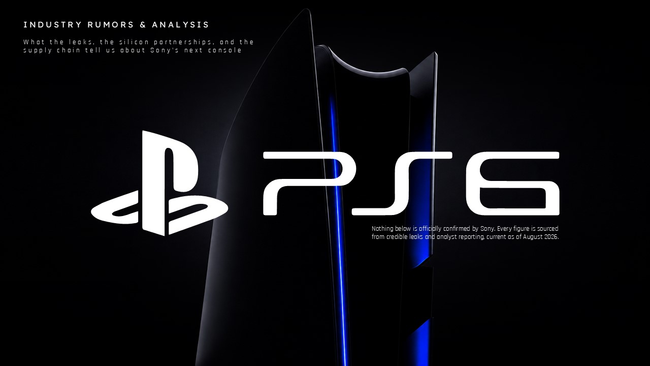 PS6 Industry Rumors & Analysis - dark title slide with disclaimer