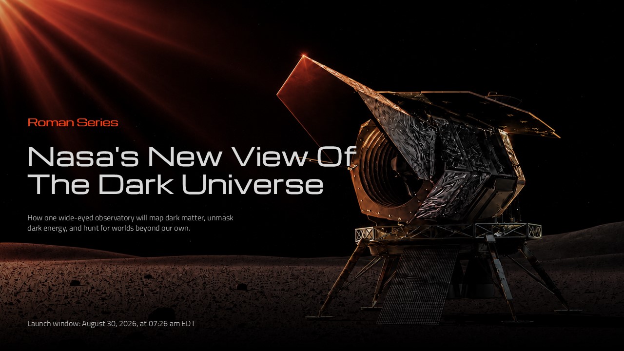 NASA Roman Series Dark Universe - mission stats dashboard slide