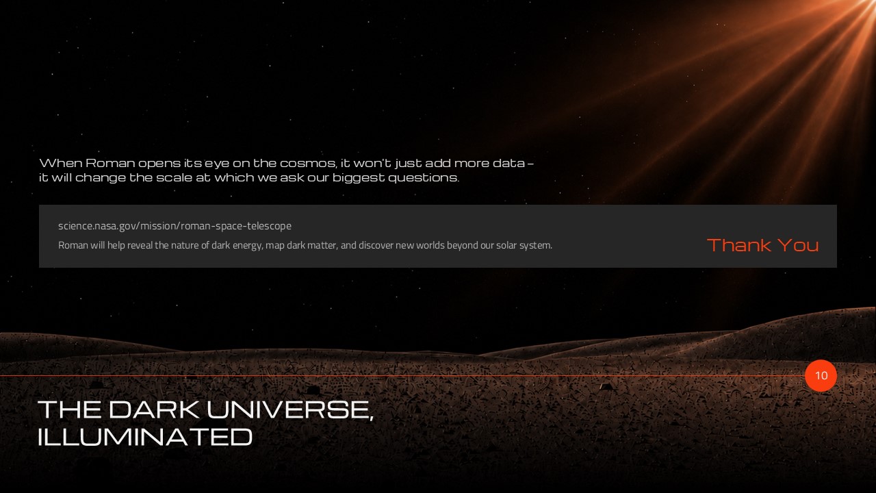 NASA Roman Series Dark Universe - thank you closing slide