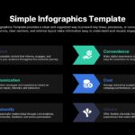 Simple Infographics Template - dark mode slide to highlight 6 concepts with chevron design