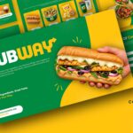 Subway Template cover slide - bold green and yellow split layout with hero sub sandwich photo and fresh tagline