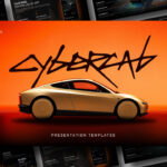 Tesla Cybercab Google Slides PowerPoint Template - preview composite showing all 10 dark orange-accented slides