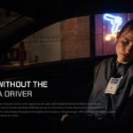 Tesla Cybercab Template - lifestyle slide with dark cabin interior image and 'Comfort Without the Need for a Driver' headline
