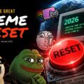 The Great Meme Reset Template - cinematic cover slide with retro monitor, red reset button, and classic meme characters