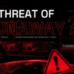 The Threat of Runaway AI Template – cinematic cover slide with bold red title and dark control room backdrop
