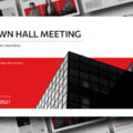 Town Hall Meeting Google Slides & PowerPoint Template - 11-slide deck preview for corporate meetings