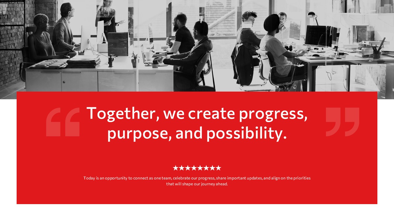 Town Hall Meeting Template - Vision statement slide to inspire employees at the start of a meeting