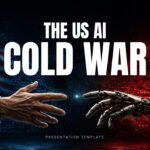 US AI Cold War Template - Cinematic cover slide with human and robotic hands reaching toward each other