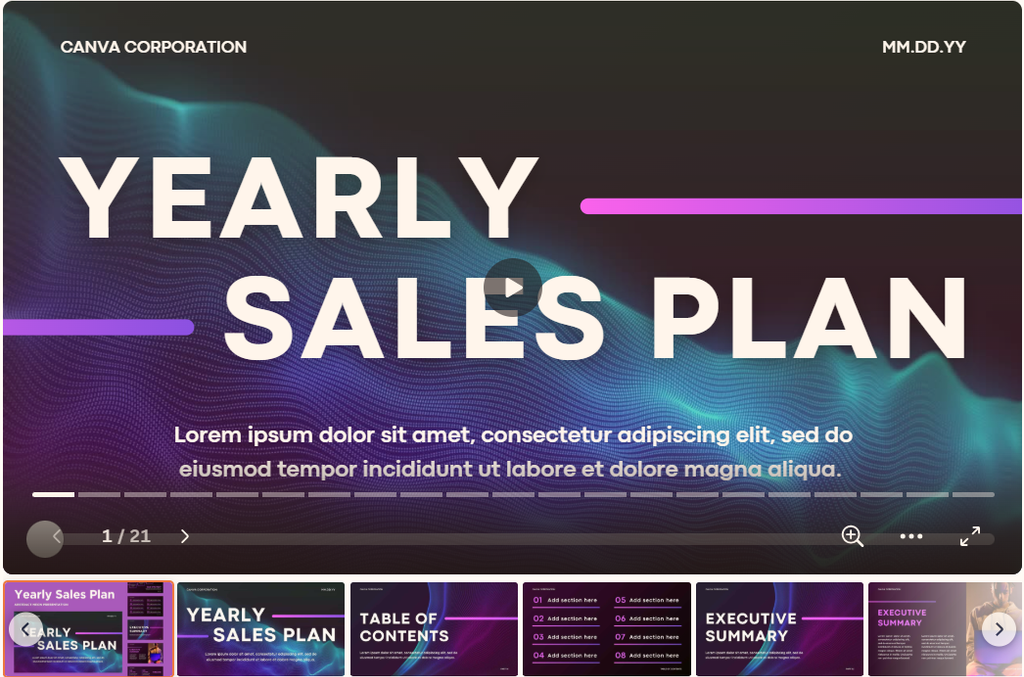 yearly sales plan template PowerPoint