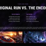 Avengers Endgame Encore Comparison Slide - contrast two approaches side by side with a clean two-column layout