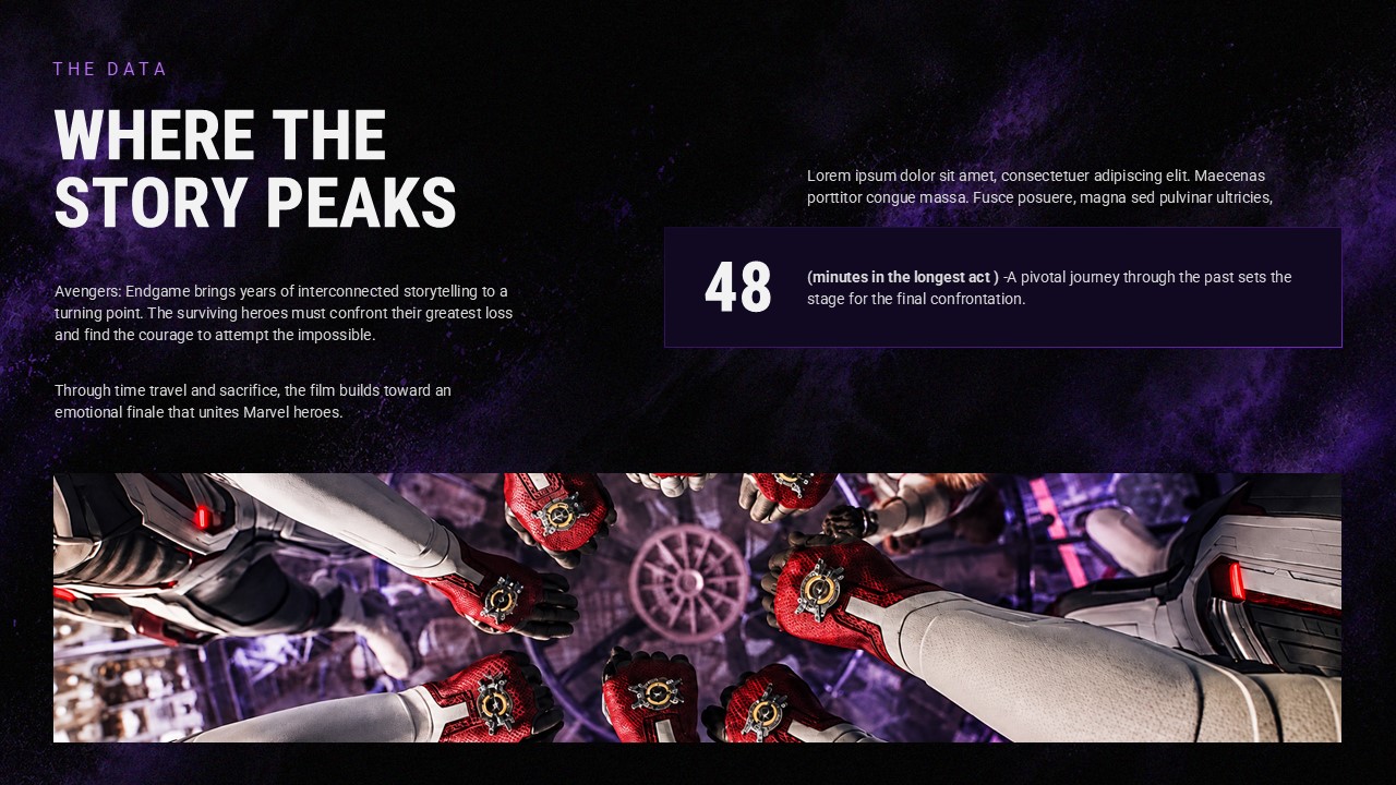 Avengers Endgame Encore Data Slide - highlight a key metric with a bold oversized statistic callout