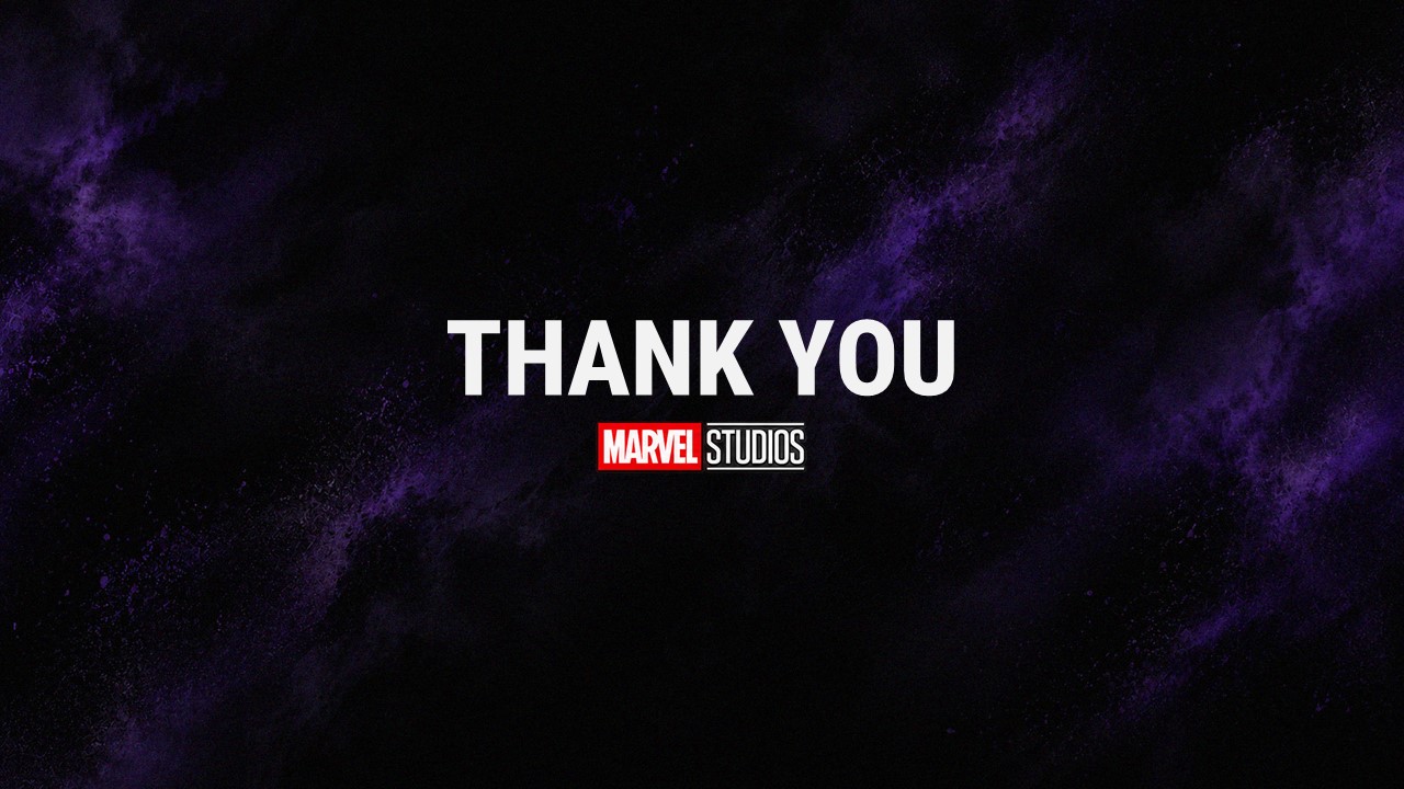 Avengers Endgame Encore Thank You Slide - close your presentation with a clean minimal cinematic ending