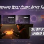Avengers Secret Wars Outcomes Template - three-pillar post-war summary slide with cosmic purple background and bold statement