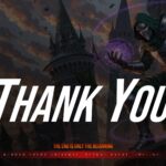 Avengers Secret Wars Thank You Template - closing slide with illustrated gothic castle, armored sorcerer, and bold display text