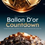 Ballon d'Or Countdown Template – four-block Days/Hours/Minutes/Seconds timer slide on dark luxury background