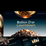 Ballon d'Or Countdown Template – cinematic cover slide with 3D golden trophy, gold headline, and event details