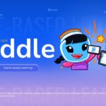 Boddle Template - Vibrant EdTech cover slide with mascot characters, K–8 math branding, and dual CTA buttons on blue gradient