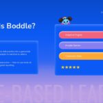 Boddle Template - Platform overview slide with game-style stat card showing Adaptive Engine, Arcade Games, and Classroom Data features