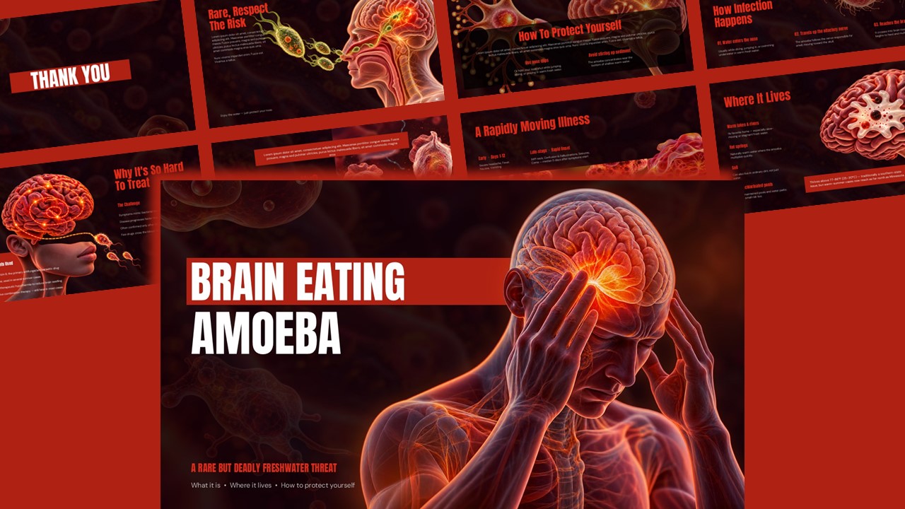 Brain Eating Amoeba Template - Cover slide to open science or public health presentations dramatically