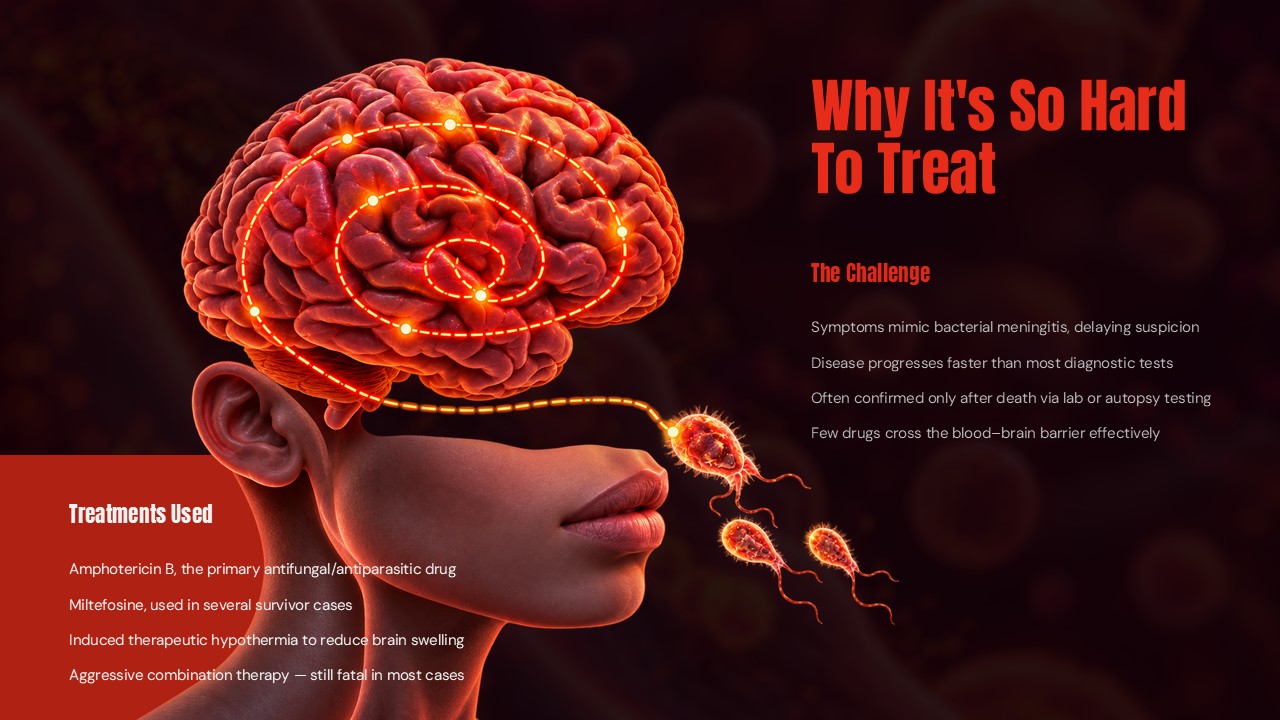 Brain Eating Amoeba Template - Prevention slide to share practical water safety tips with your audience