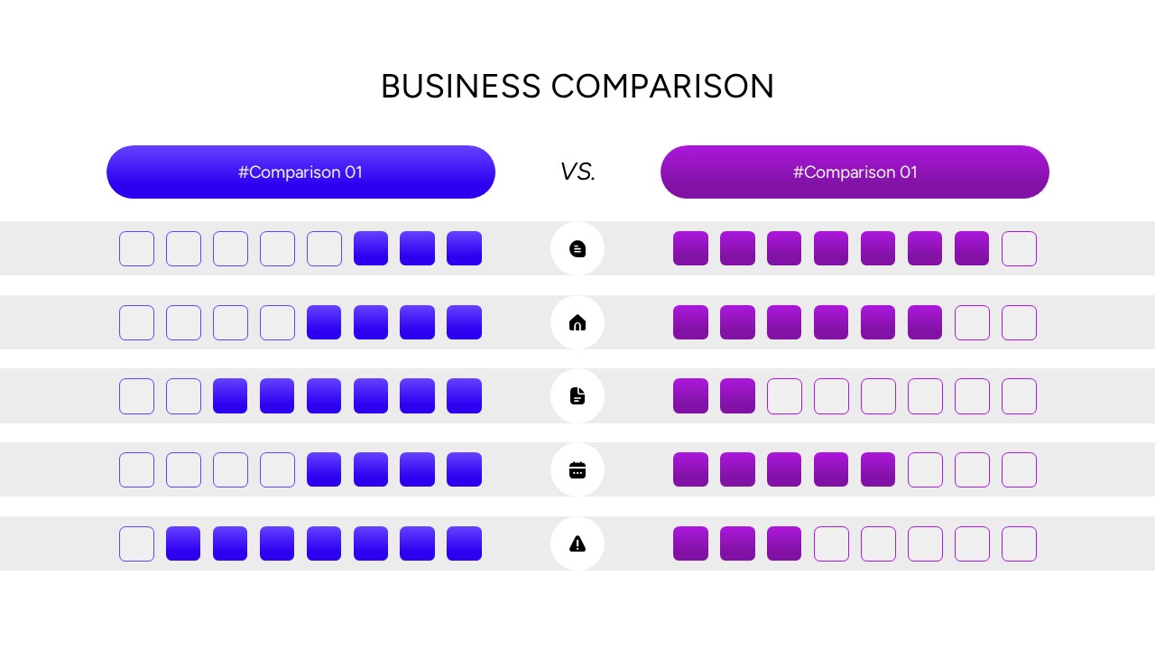 Business Comparison Template - waffle icon scoring chart