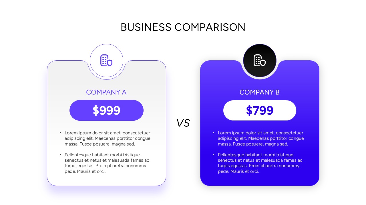 Business Comparison Template - two-card pricing layout