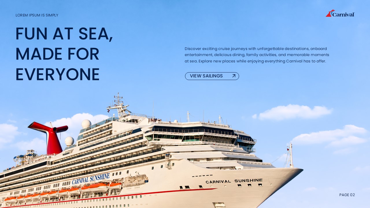 Carnival Cruise Line Template - Fun at Sea Brand Headline Slide
